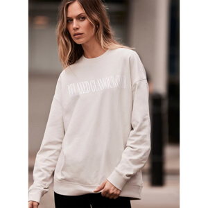 Mint Velvet Neutral Relaxed Glamour Cotton Sweatshirt